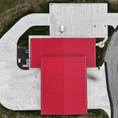 An aerial view of the Plymouth Fire Station provides a glimpse of the layout of the design-build project.