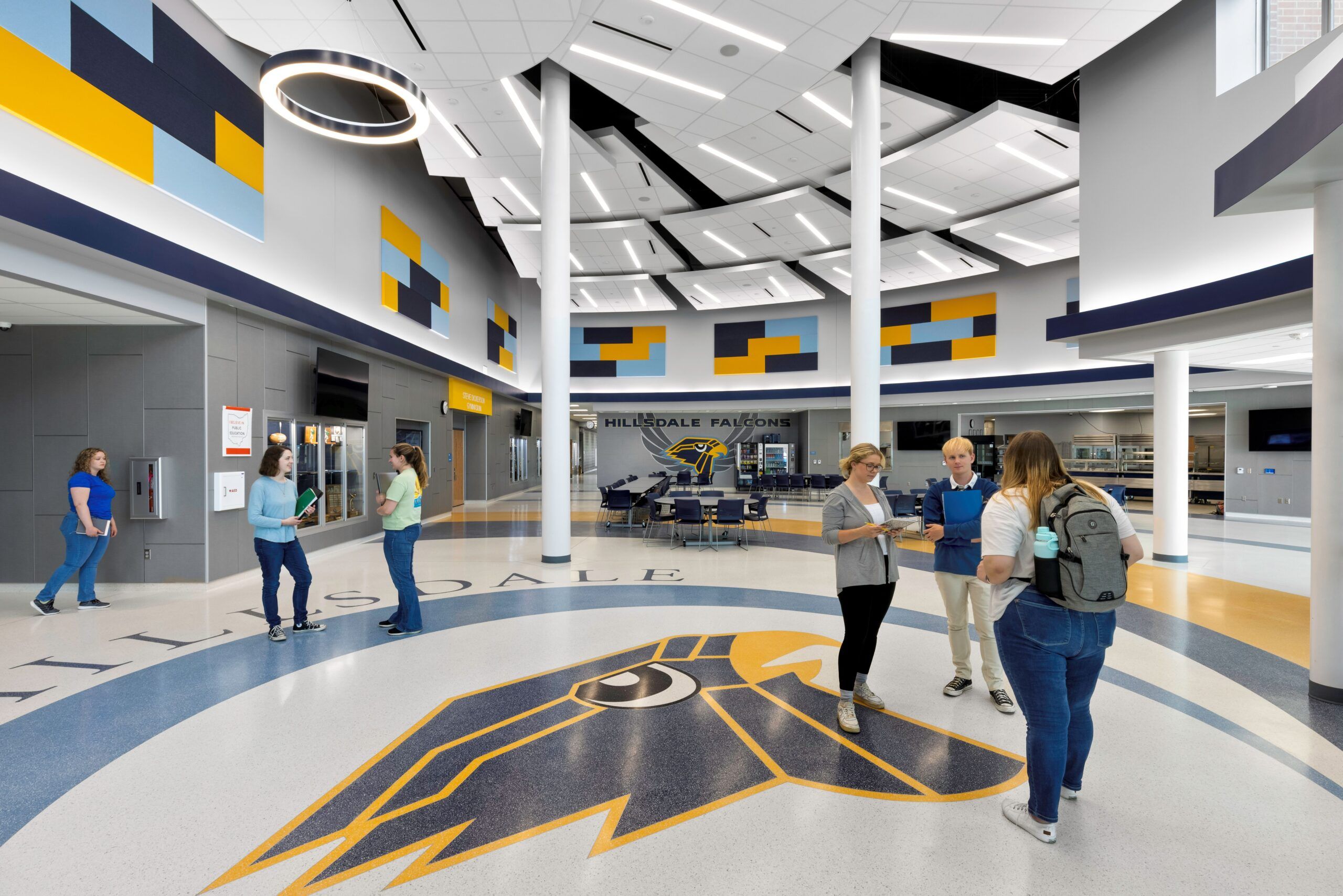 Students gather in the main entryway of the Hillsdale PK-12 School
