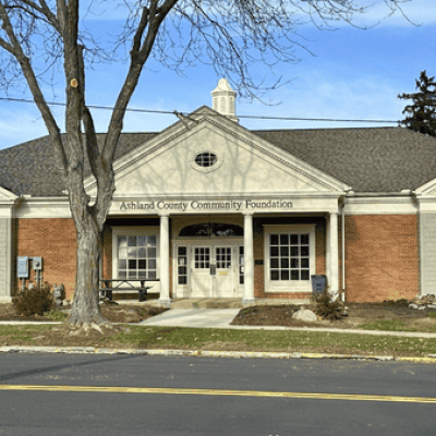 The exterior of the Ashland County Community Foundation with the Cutty Wing addition. The west side of the building is a mirror image of the east side of the building.