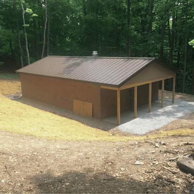A picture of the finished bath house at Hidden Hollow Camp in Bellville, Ohio.