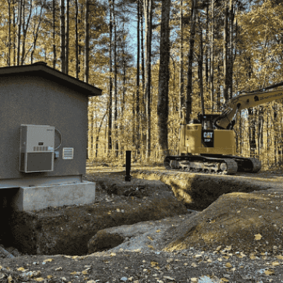 Exterior of new booster station at Pleasant Hill Lake Park.