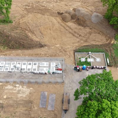 Aerial view of the new wastewater treatment system installed by Simonson Construction at Cleveland/Sandusky Jellystone Park.
